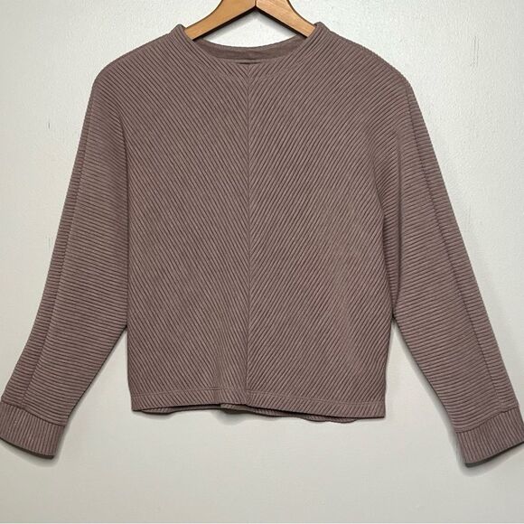 A New Day Dark Mocha Mousse Oversized Slouch Shoulder Ribbed Sweater Top - Picture 1 of 12
